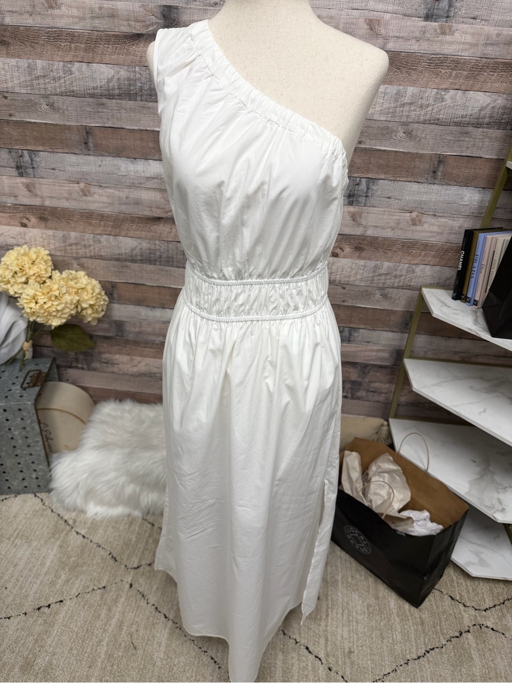 Rails White One-Shoulder Midi Dress XS